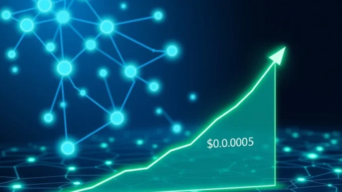 Conceptual blockchain network graph illustrating BlockDAG's potential growth from $0.0005.