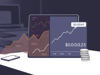 Analytical split-screen graphic comparing cryptocurrency market trends for Cardano, Shiba Inu, and the upcoming BlockDAG launch.