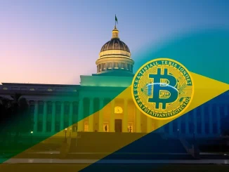 Brazil's National Congress with Bitcoin overlay representing the proposed Strategic Sovereign Bitcoin Reserve bill.