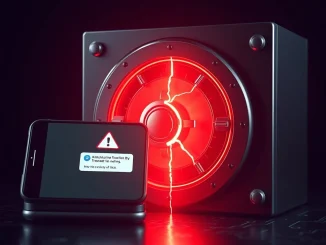 A digital vault breached, symbolizing a $118K BUSD malicious transfer drain on Binance Smart Chain.