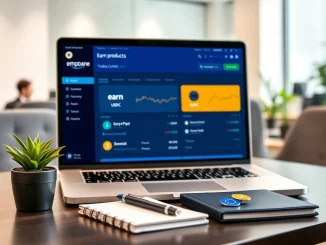 Bybit EU interface showing USDC and EURC savings and trading features for responsible crypto use.