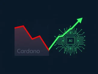 Analytical split graph comparing Cardano price trends with AI cryptocurrency market movements.
