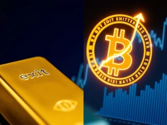 Visual analysis of Cathie Wood's Bitcoin price prediction and potential capital rotation from gold.