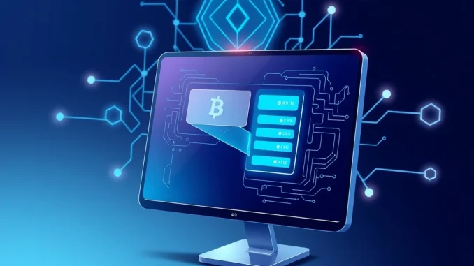 Illustration of Coinbase's new AI Agentic Wallet interface for autonomous cryptocurrency trading.