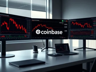 Coinbase Q4 2025 revenue report shows significant decline on financial charts