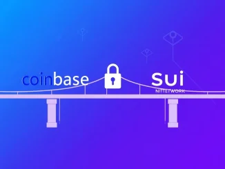 Illustration of Coinbase and Sui Network strategic alliance for Web3 token standard integration.
