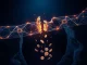 Illustration of a broken cross-chain bridge vulnerability causing a major crypto loss.