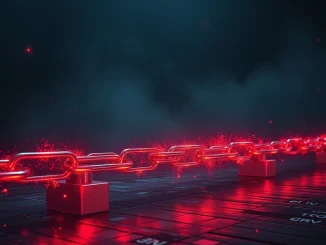 Digital visualization of a CrossCurve protocol cross-chain bridge security breach and exploit.