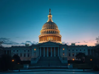 U.S. Capitol at dusk symbolizing the crypto market structure bill's passage through the House of Representatives.