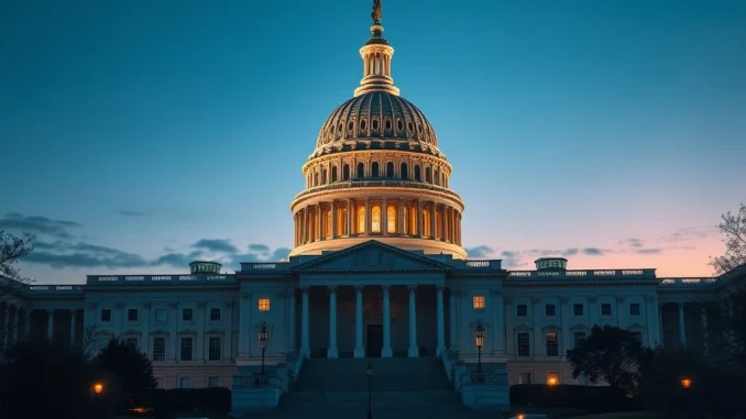 U.S. Capitol at dusk symbolizing the crypto market structure bill's passage through the House of Representatives.