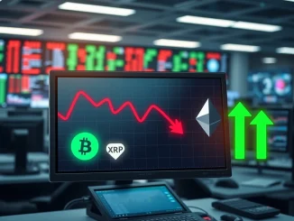 Graph showing digital asset fund outflows as U.S. investors withdraw capital, with XRP and Solana highlighted.