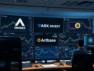 Analysis of best crypto to invest in showing ARK Invest activity, market declines, and AI presale momentum