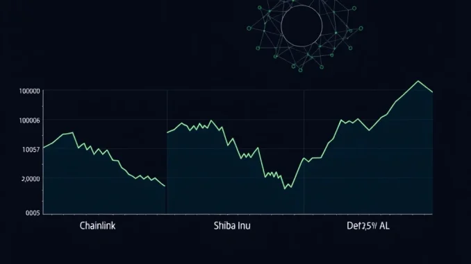 Crypto market analysis showing Chainlink and Shiba Inu declines versus DeepSnitch AI gains in today's cryptocurrency rotation