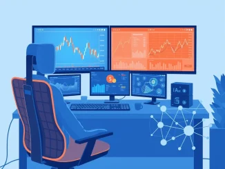Analyst reviewing cryptocurrency charts and AI blockchain data for best crypto to buy now during market corrections