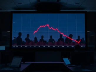 A chart showing a sharp crypto market downturn with Bitcoin and Ethereum prices falling dramatically.