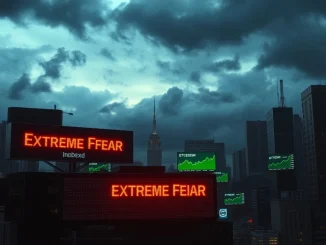 Crypto market in extreme fear despite Bitcoin and Ethereum price recovery shown on financial tickers.