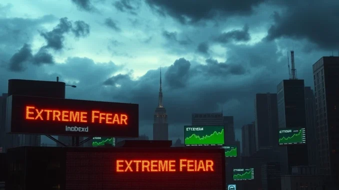 Crypto market in extreme fear despite Bitcoin and Ethereum price recovery shown on financial tickers.