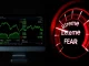 Crypto market analysis showing price charts alongside an Extreme Fear sentiment gauge.