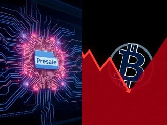 Analysis of the 2026 crypto presale landscape featuring AI projects and Bitcoin ETF outflows.