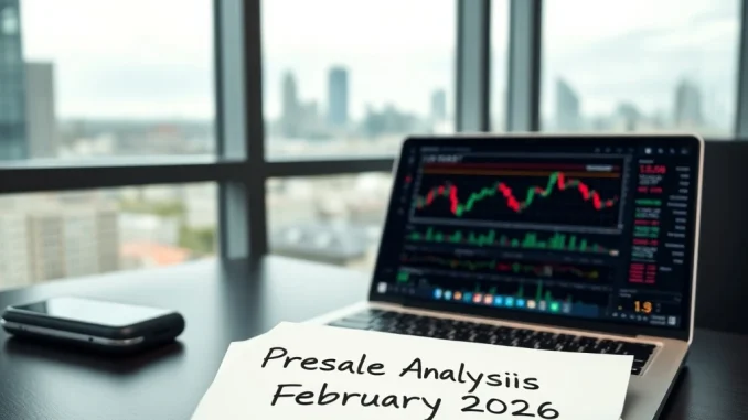 Analyst reviewing crypto presale data and charts for February 2026 market activity.