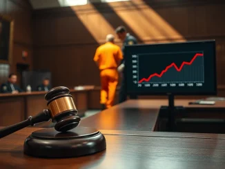 Courtroom scene depicting the sentencing in the Daren Li $73 million cryptocurrency fraud case.