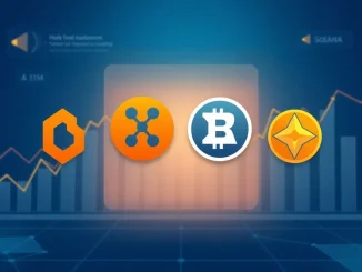 Analysis of four cryptocurrencies showing growth: BlockDAG, XRP, Dogecoin, and Solana on a financial dashboard
