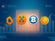 Analysis of four cryptocurrencies showing growth: BlockDAG, XRP, Dogecoin, and Solana on a financial dashboard