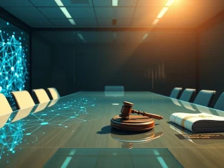 DAO governance crisis illustrated by the clash between digital blockchain networks and traditional human-centric systems.