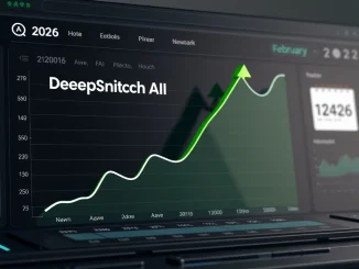Graph showing DeepSnitch AI's 170% surge outperforming top altcoins during February 2026 sentiment lows.