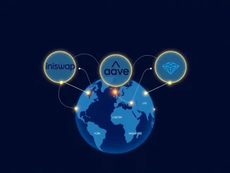 Uniswap, Aave, and Chainlink logos driving DeFi institutional momentum in February 2026.