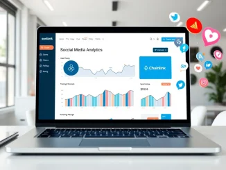 Social media analytics dashboard showing top DeFi projects including Solana, XRP, and Chainlink