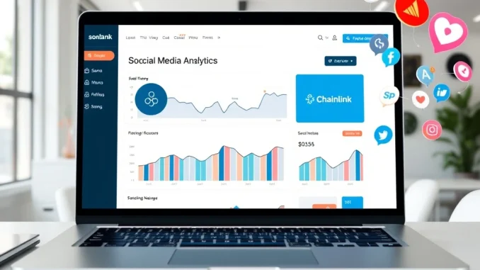Social media analytics dashboard showing top DeFi projects including Solana, XRP, and Chainlink