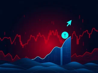 Digitap $TAP token icon rising steadily against a background of volatile, falling altcoin charts in a crypto bear market.