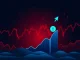 Digitap $TAP token icon rising steadily against a background of volatile, falling altcoin charts in a crypto bear market.