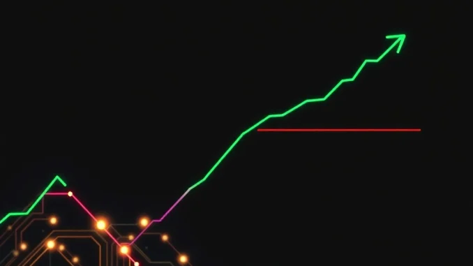 Analysis of DIN cryptocurrency price breaking the $0.0125 resistance level on a chart with AI thematic elements.