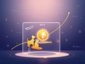 Conceptual illustration analyzing the DOGEBALL crypto presale within the evolution of meme coins and Ethereum L2 infrastructure.
