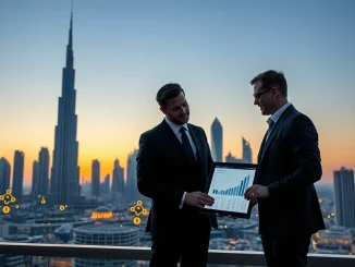 Dubai skyline with digital token overlay representing the launch of Phase Two real estate tokenization and secondary trading.