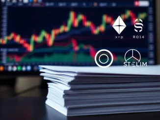 Legal documents and cryptocurrency charts illustrate the DOJ's 2014 email about Ripple and Stellar.