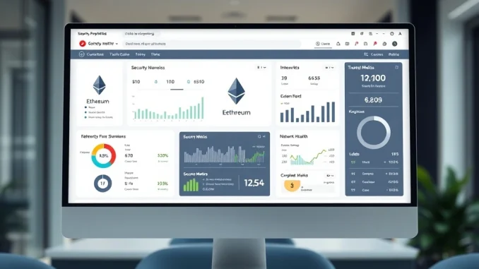 Ethereum security dashboard interface displaying key network safety metrics and risk indicators.