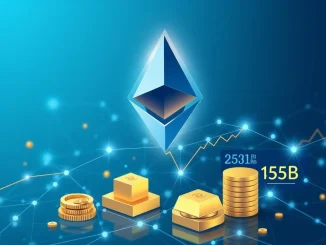 Ethereum RWA market growth visualization showing tokenized treasuries and gold driving a $15 billion valuation.