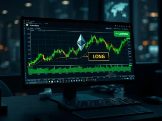 Ethereum trader's $94 million long position analysis on a trading terminal chart.