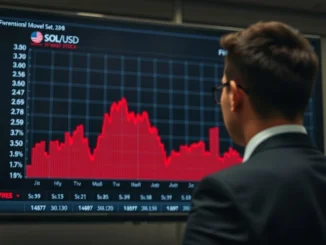 Financial dashboard showing the FWDI Solana treasury crisis with steep stock and crypto price declines.