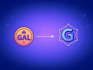 Illustration of the Galxe GAL token migrating to the new GravityChain G network for crypto traders.