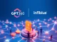 GPT360 and Infiblue logos connecting over a Web3 network to boost NFT utility and community growth.