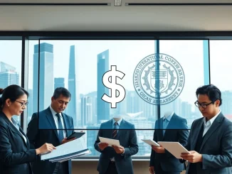 Financial professionals in Hong Kong reviewing stablecoin license applications under new HKMA regulations.