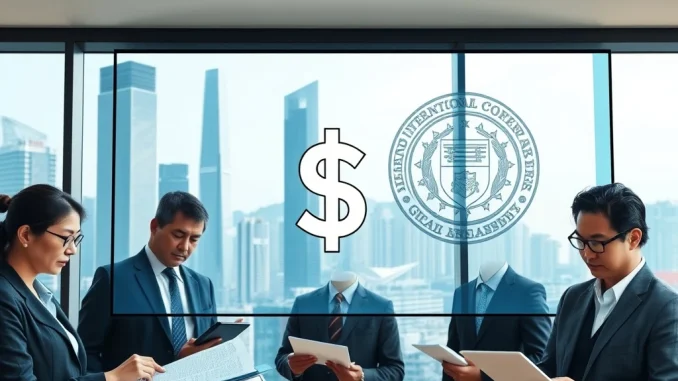 Financial professionals in Hong Kong reviewing stablecoin license applications under new HKMA regulations.