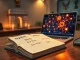 A symbolic image representing India's complex crypto landscape with traditional ledger and digital blockchain elements.
