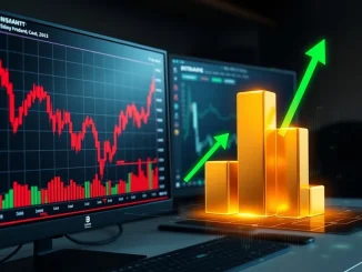 Visualizing the January 2026 crypto flows shift from volatile Bitcoin charts to stable tokenized gold assets.