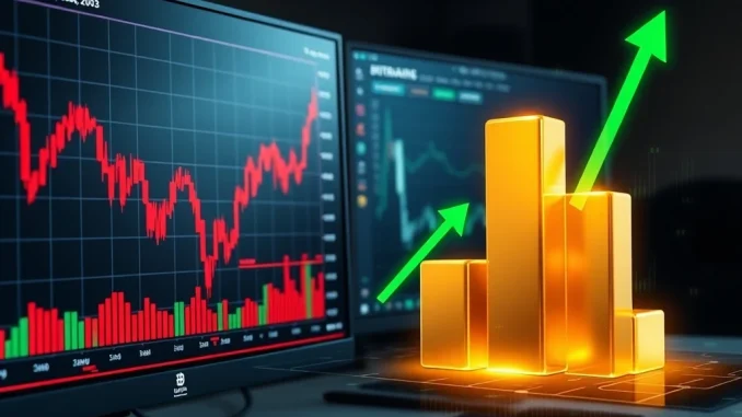 Visualizing the January 2026 crypto flows shift from volatile Bitcoin charts to stable tokenized gold assets.