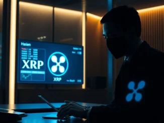 Japanese banks secretly processing XRP transactions under NDAs in a high-tech setting.